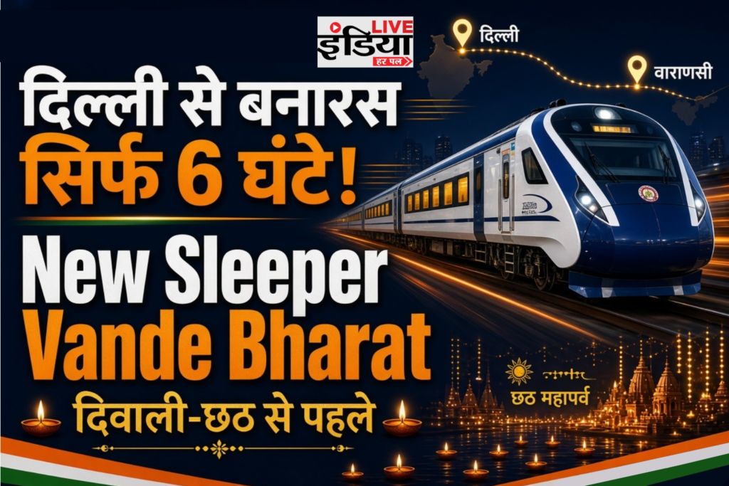 Delhi-Varanasi Sleeper Vande Bharat: 11 घंटे का सफर 6 घंटे में, दिवाली-छठ से पहले रेलवे का बड़ा तोहफा Sleeper Vande Bharat दिल्ली से वाराणसी के बीच प्रस्तावित ट्रेन